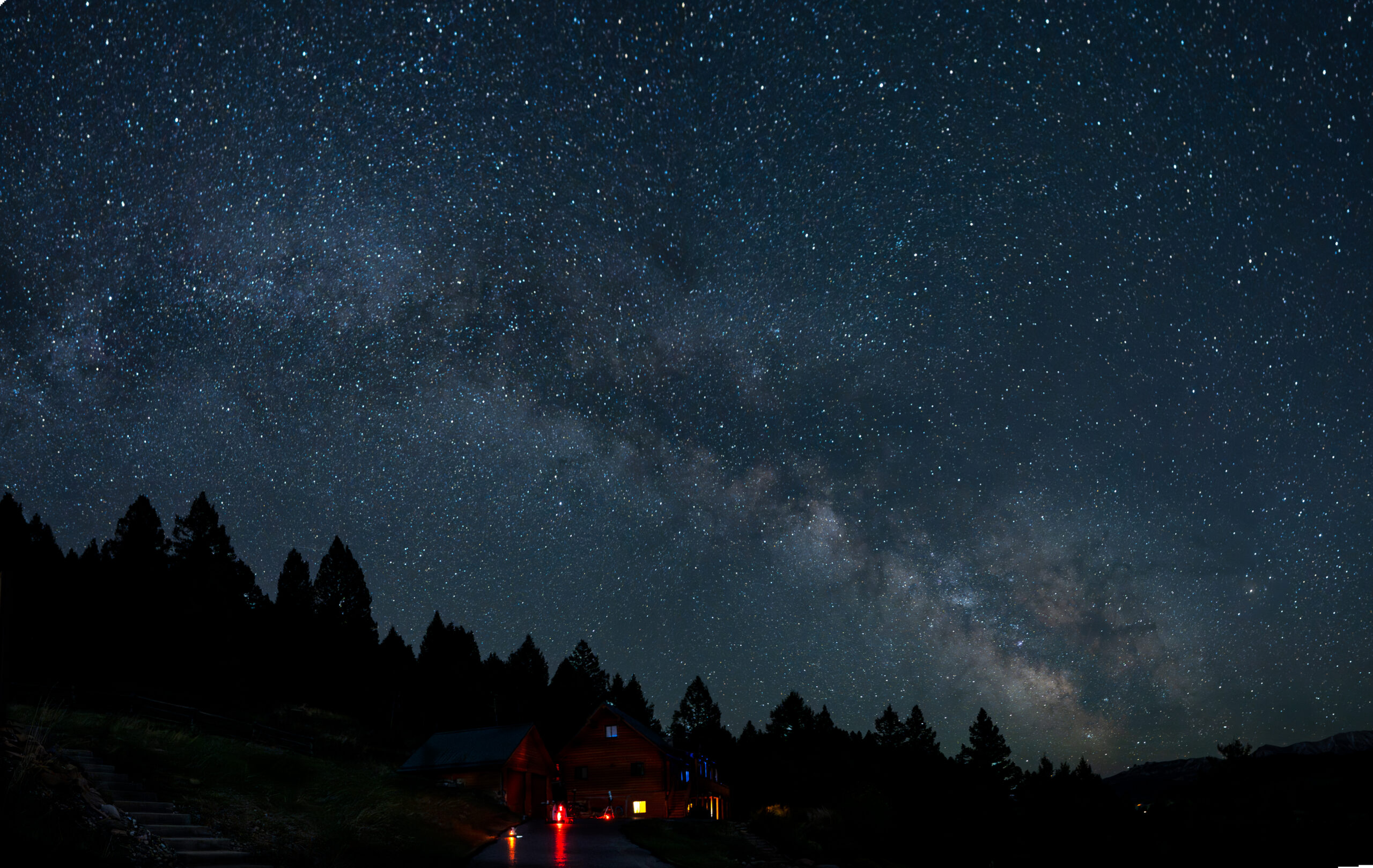 Milky Way rising above the house at home in Montana